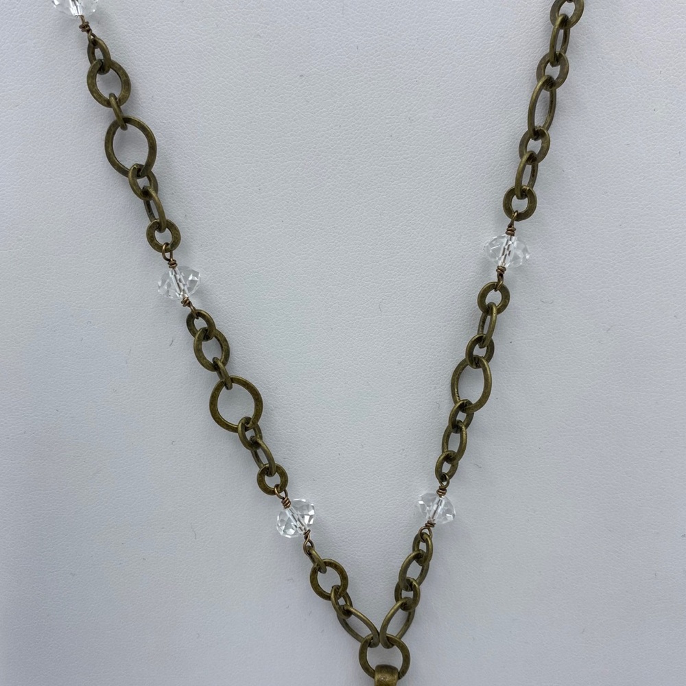 Smug Beauty Antiqued Gold Tone Rhinestone Necklace - Picture 4 of 13